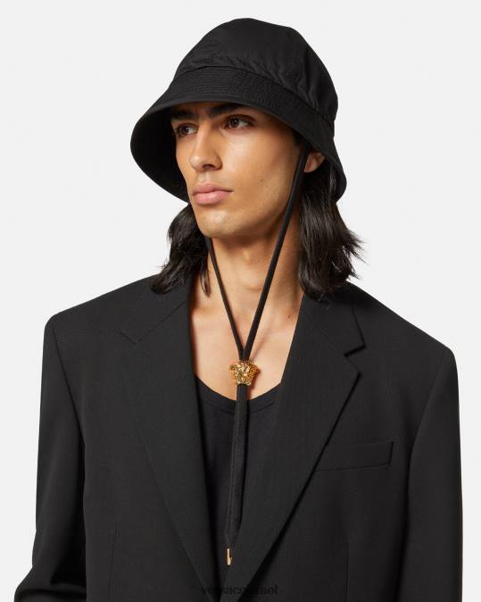 נשים Versace שָׁחוֹר כובע דלי מדוזה אביזרים N8T21700