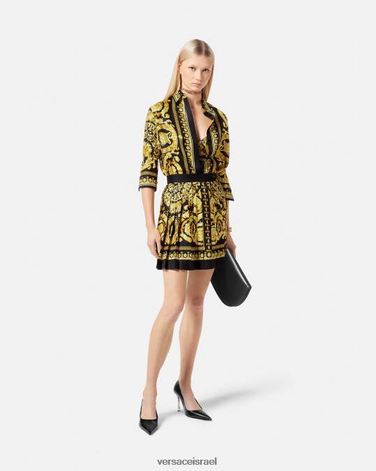 נשים Versace הדפס חצאית משי קפלי בארוק הַלבָּשָׁה N8T2170