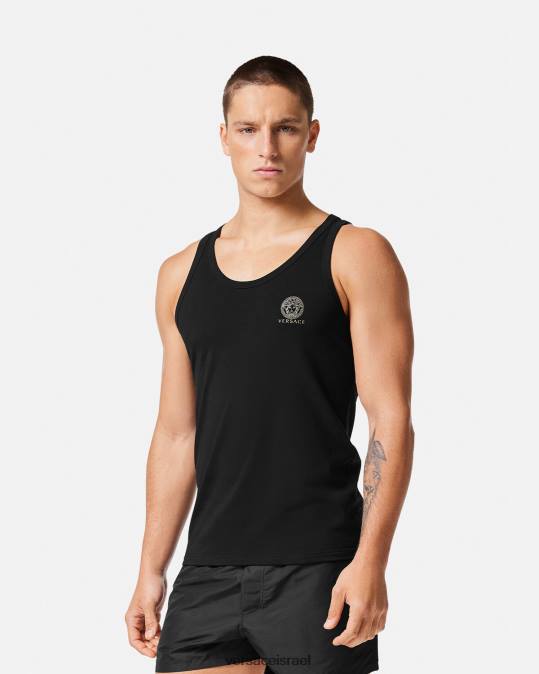 גברים Versace שָׁחוֹר גופיה ללא שרוולים מדוזה תחתונים ובגדי חוף N8T21734