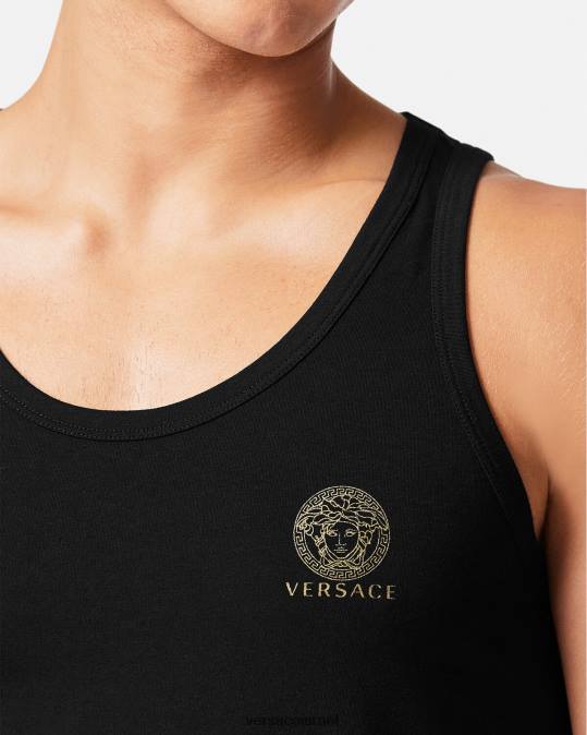 גברים Versace שָׁחוֹר גופיה ללא שרוולים מדוזה תחתונים ובגדי חוף N8T21734