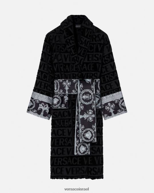 גברים Versace שָׁחוֹר חלוק חתן קריסטל ב-בארוק תחתונים ובגדי חוף N8T21743