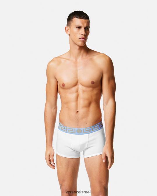 גברים Versace לבן גזעי גבול גרקה תחתונים ובגדי חוף N8T21744