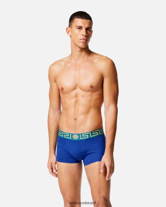גברים Versace כְּחוֹל גזעי גבול גרקה תחתונים ובגדי חוף N8T21745