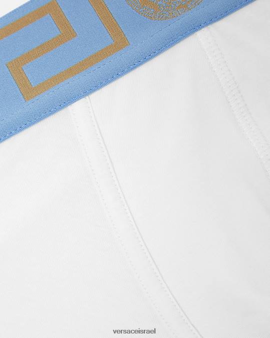 גברים Versace לבן גזעים ארוכים בגבול גרקה תחתונים ובגדי חוף N8T21746