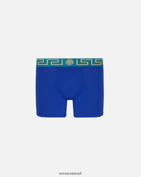 גברים Versace כְּחוֹל גזעים ארוכים בגבול גרקה תחתונים ובגדי חוף N8T21747