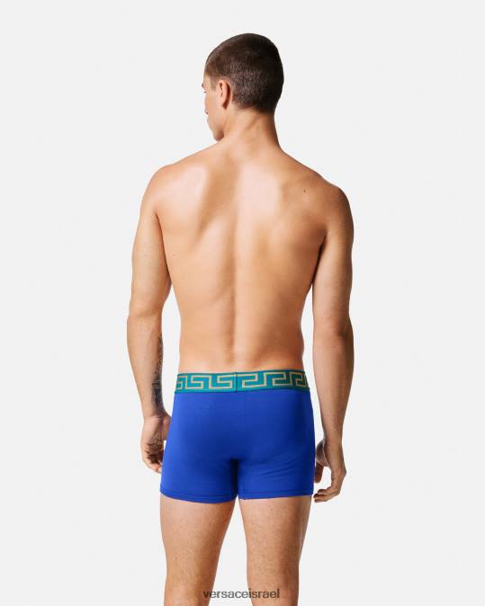 גברים Versace כְּחוֹל גזעים ארוכים בגבול גרקה תחתונים ובגדי חוף N8T21747