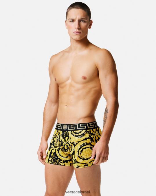 גברים Versace שָׁחוֹר גזעים ארוכים בארוקו תחתונים ובגדי חוף N8T21748