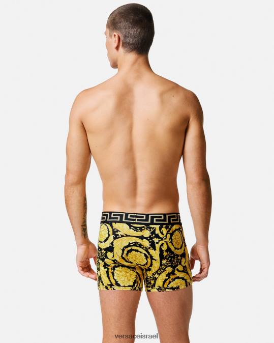 גברים Versace שָׁחוֹר גזעים ארוכים בארוקו תחתונים ובגדי חוף N8T21748