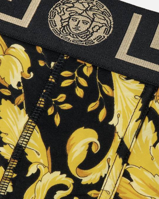 גברים Versace שָׁחוֹר גזעים ארוכים בארוקו תחתונים ובגדי חוף N8T21748