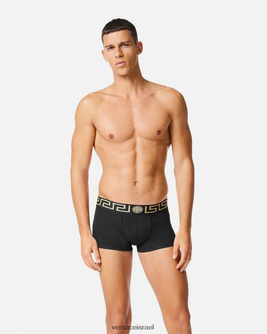 גברים Versace שָׁחוֹר גזעי גבול גרקה תחתונים ובגדי חוף N8T21755