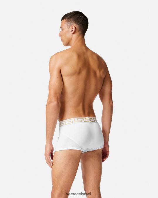 גברים Versace זהב לבן גזעי גבול גרקה תחתונים ובגדי חוף N8T21758