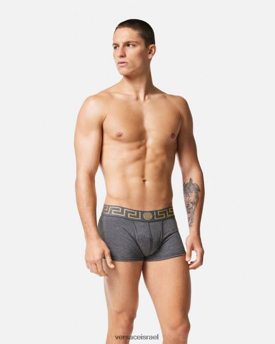 גברים Versace אפור גזעי גבול גרקה תחתונים ובגדי חוף N8T21759