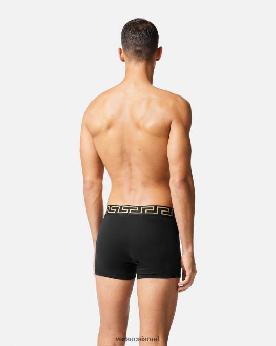 גברים Versace שָׁחוֹר גזעים ארוכים בגבול גרקה תחתונים ובגדי חוף N8T21765