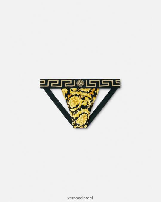 גברים Versace שָׁחוֹר רצועת ברוק תחתונים ובגדי חוף N8T21768