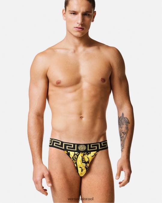 גברים Versace שָׁחוֹר רצועת ברוק תחתונים ובגדי חוף N8T21768