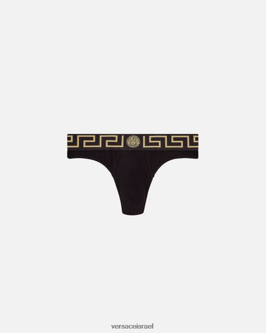 גברים Versace שָׁחוֹר חוטיני גרקה גבול תחתונים ובגדי חוף N8T21770