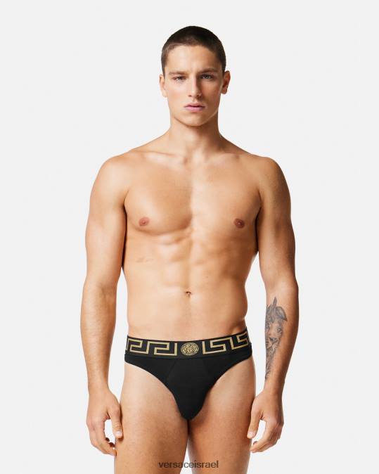 גברים Versace שָׁחוֹר חוטיני גרקה גבול תחתונים ובגדי חוף N8T21770