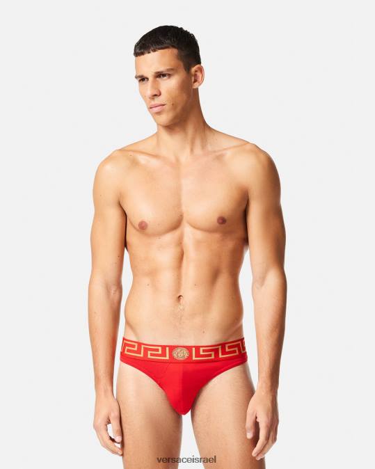 גברים Versace אָדוֹם חוטיני גרקה גבול תחתונים ובגדי חוף N8T21771