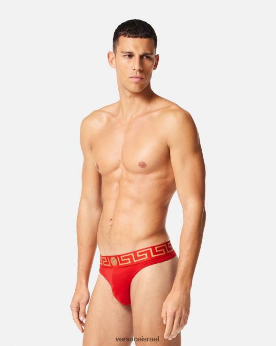 גברים Versace אָדוֹם חוטיני גרקה גבול תחתונים ובגדי חוף N8T21771