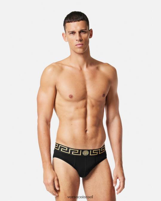 גברים Versace שָׁחוֹר תחתוני גבול גרקה תחתונים ובגדי חוף N8T21785