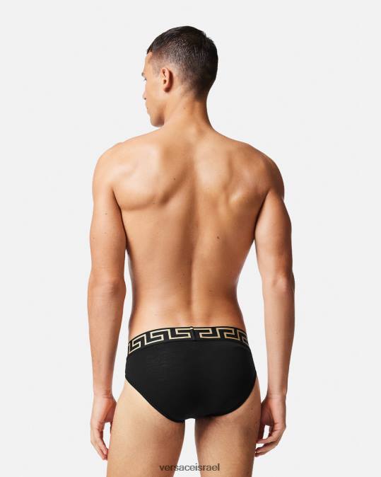 גברים Versace שָׁחוֹר תחתוני גבול גרקה תחתונים ובגדי חוף N8T21785