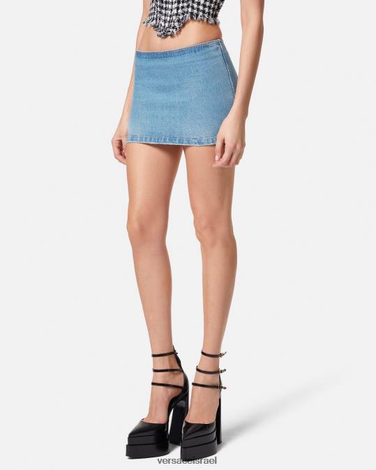 נשים Versace כְּחוֹל חצאית מיני מדוזה ג'ינס הַלבָּשָׁה N8T2178