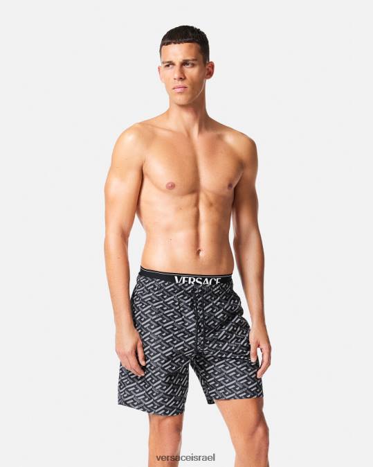 גברים Versace שחור ואפור מכנסי לוח לה גרקה תחתונים ובגדי חוף N8T21800