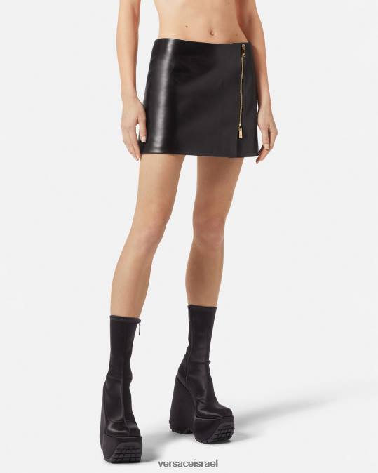 נשים Versace שָׁחוֹר חצאית מיני מדוזה מעור הַלבָּשָׁה N8T2181
