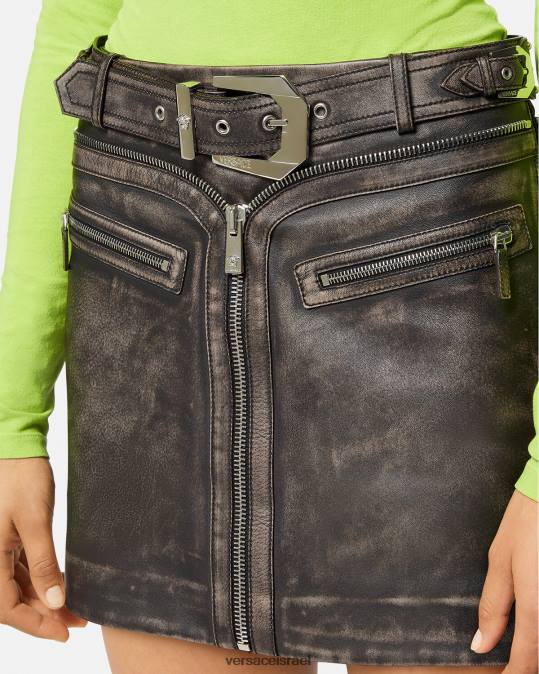 נשים Versace אפור חצאית מיני מעור מוברש הַלבָּשָׁה N8T2182