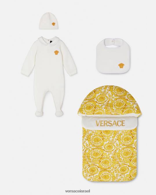 יְלָדִים Versace זהב לבן סט חליפת שינה לתינוק מדוזה הַלבָּשָׁה N8T21835