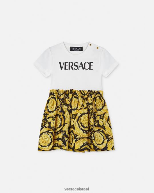 יְלָדִים Versace לבן & הדפס שמלת טריקו לתינוק ברוק הַלבָּשָׁה N8T21858