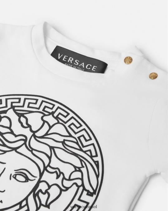 יְלָדִים Versace לבן שחור חולצת טריקו לתינוק מדוזה הַלבָּשָׁה N8T21863