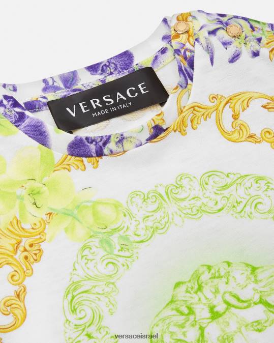 יְלָדִים Versace לבן & הדפס חולצת טריקו לתינוק מדוזה סחלב הַלבָּשָׁה N8T21866