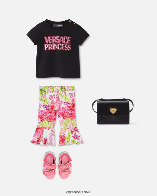 יְלָדִים Versace שָׁחוֹר חולצת טריקו לתינוק עם לוגו 