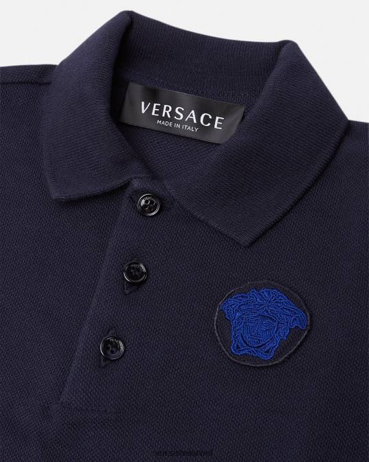 יְלָדִים Versace שחור וכחול חולצת פולו לתינוק רקומה מדוזה הַלבָּשָׁה N8T21891