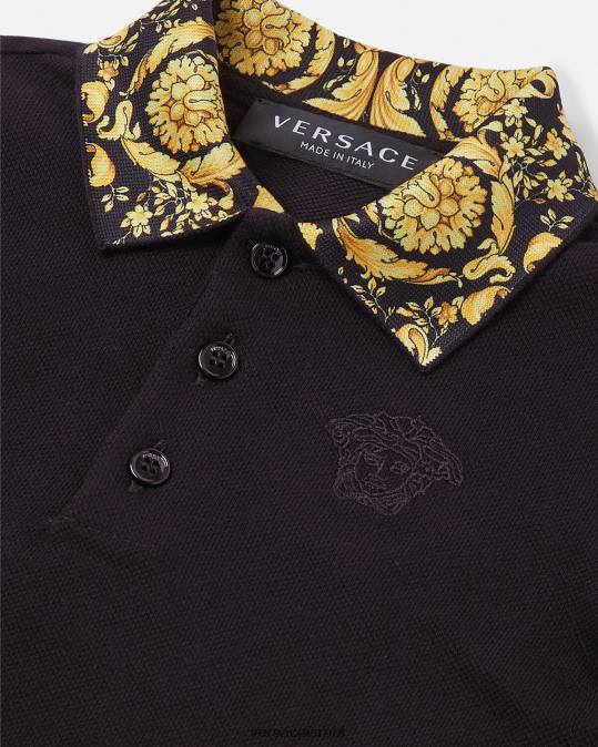 יְלָדִים Versace שָׁחוֹר חולצת פולו לתינוק ברוק הַלבָּשָׁה N8T21902