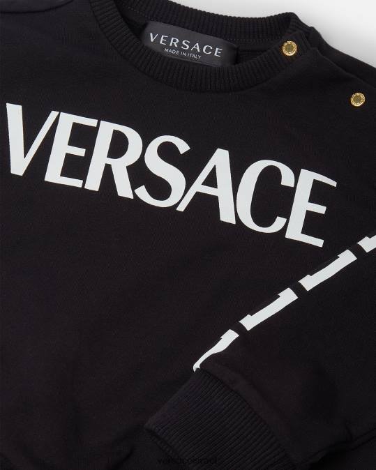 יְלָדִים Versace שָׁחוֹר סווטשירט לתינוק לוגו הַלבָּשָׁה N8T21905