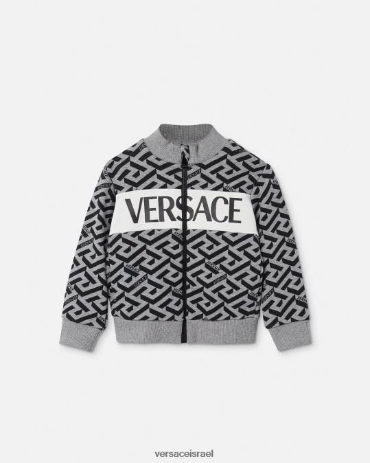 יְלָדִים Versace אפור & הדפס סווטשירט עם רוכסן לתינוק לה גרקה הַלבָּשָׁה N8T21909