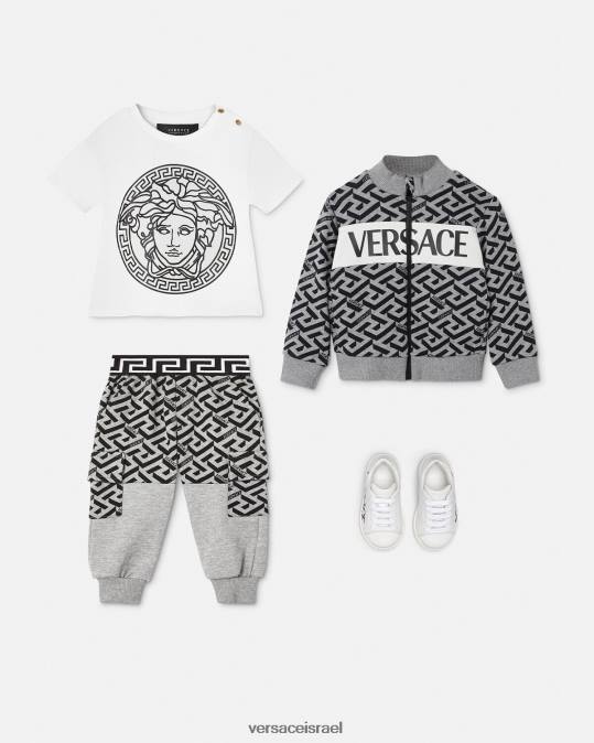 יְלָדִים Versace אפור & הדפס סווטשירט עם רוכסן לתינוק לה גרקה הַלבָּשָׁה N8T21909