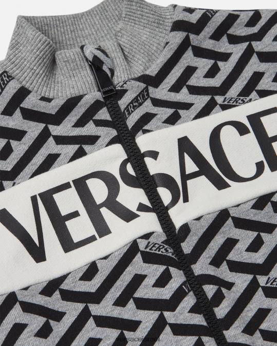 יְלָדִים Versace אפור & הדפס סווטשירט עם רוכסן לתינוק לה גרקה הַלבָּשָׁה N8T21909