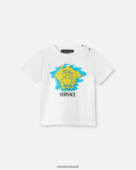 יְלָדִים Versace לבן & הדפס חולצת טריקו לתינוק עם לוגו מדוזה הַלבָּשָׁה N8T21914