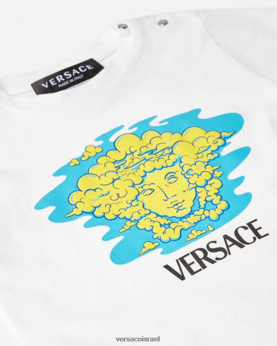 יְלָדִים Versace לבן & הדפס חולצת טריקו לתינוק עם לוגו מדוזה הַלבָּשָׁה N8T21914