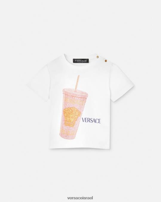 יְלָדִים Versace לבן & הדפס חולצת טריקו לתינוק ספל טיולים הַלבָּשָׁה N8T21924