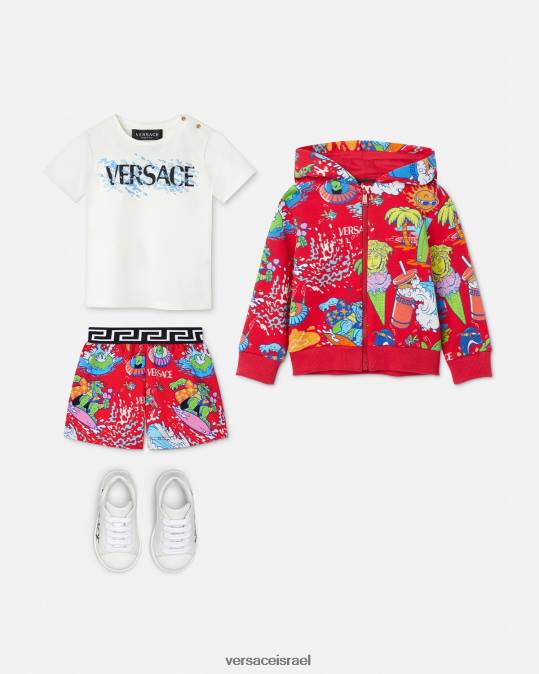 יְלָדִים Versace אָדוֹם קפוצ'ון עם רוכסן לתינוק מדוזה סאני הַלבָּשָׁה N8T21927