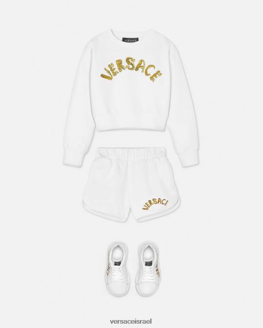 יְלָדִים Versace זהב לבן מכנסי זיעה קצרים עם לוגו הַלבָּשָׁה N8T21934