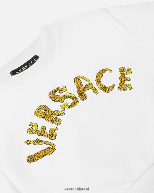 יְלָדִים Versace זהב לבן סווטשירט לוגו קרופ הַלבָּשָׁה N8T21935