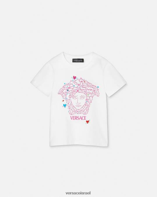 יְלָדִים Versace לבן & הדפס חולצת טריקו מדוזה הַלבָּשָׁה N8T21946
