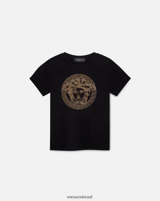 יְלָדִים Versace שָׁחוֹר חולצת טריקו מדוזה קריסטל הַלבָּשָׁה N8T21961
