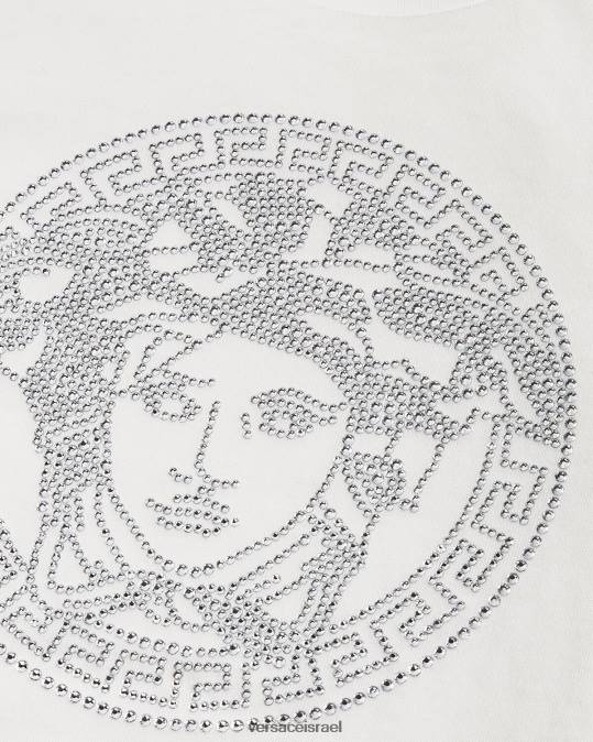 יְלָדִים Versace לבן חולצת טריקו מדוזה קריסטל הַלבָּשָׁה N8T21964