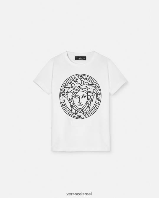 יְלָדִים Versace לבן שחור חולצת טריקו מדוזה הַלבָּשָׁה N8T21966